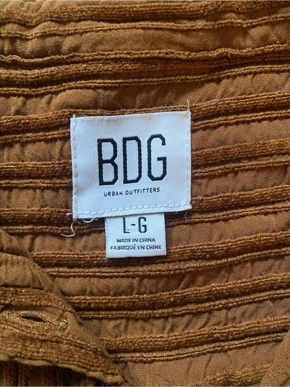 BDG Rust Brown Ribbed Button-Up Shirt - Picture 2 of 5